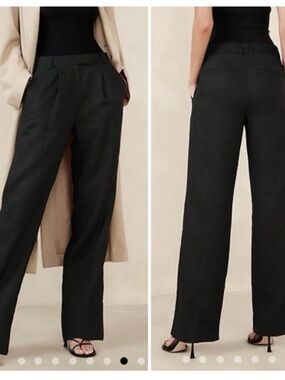 Banana Republic Black Wide-Leg Tailored Trousers